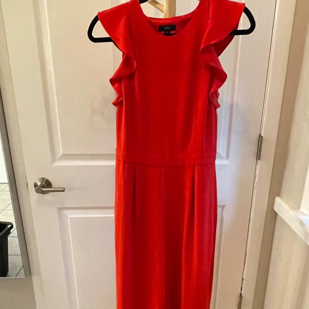 Red Jcrew Pantsuit/Jumpsuit With Flutter Sleeves. - image 1